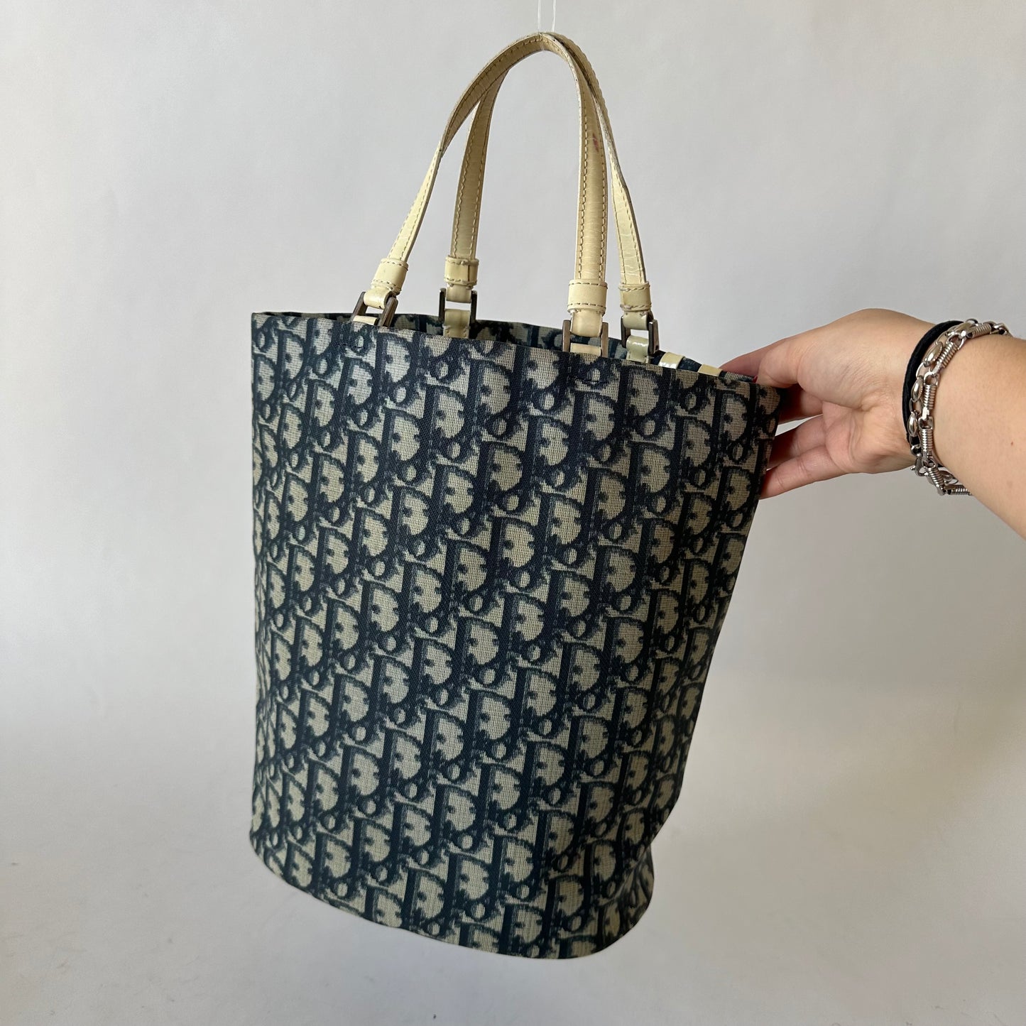 Christian Dior Navy Trotter Coated Canvas Bucket Bag