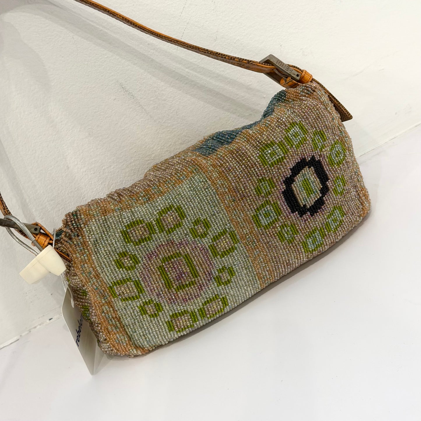 Fendi Ltd Edition Beaded Printed Baguette Lizard Trim
