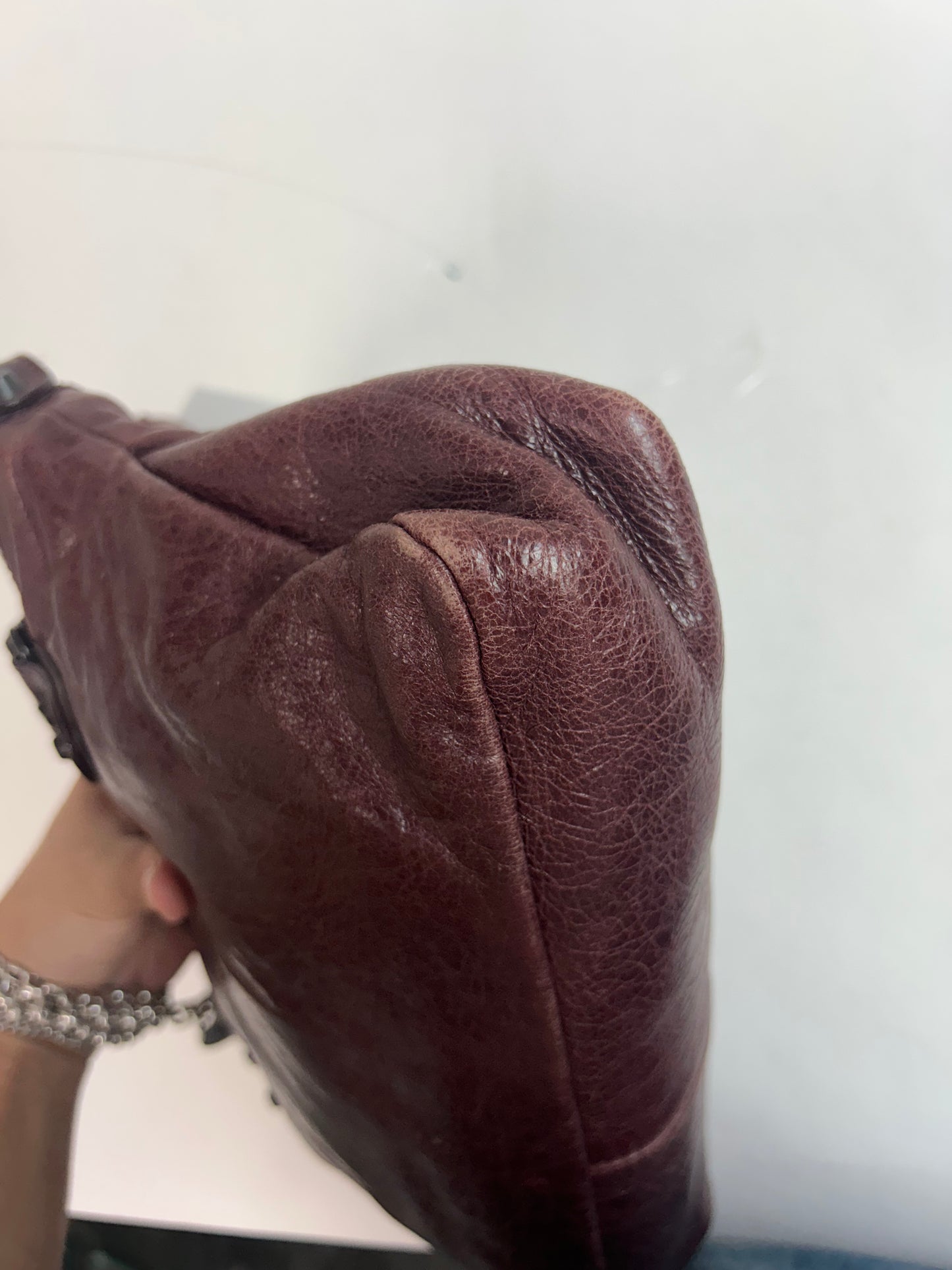 Balenciaga Maroon Leather First City Bag