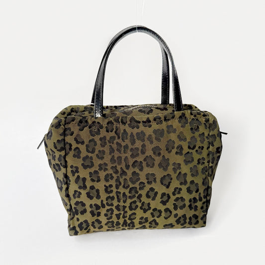 Fendi Brown Leopard Canvas Top Handle Tote