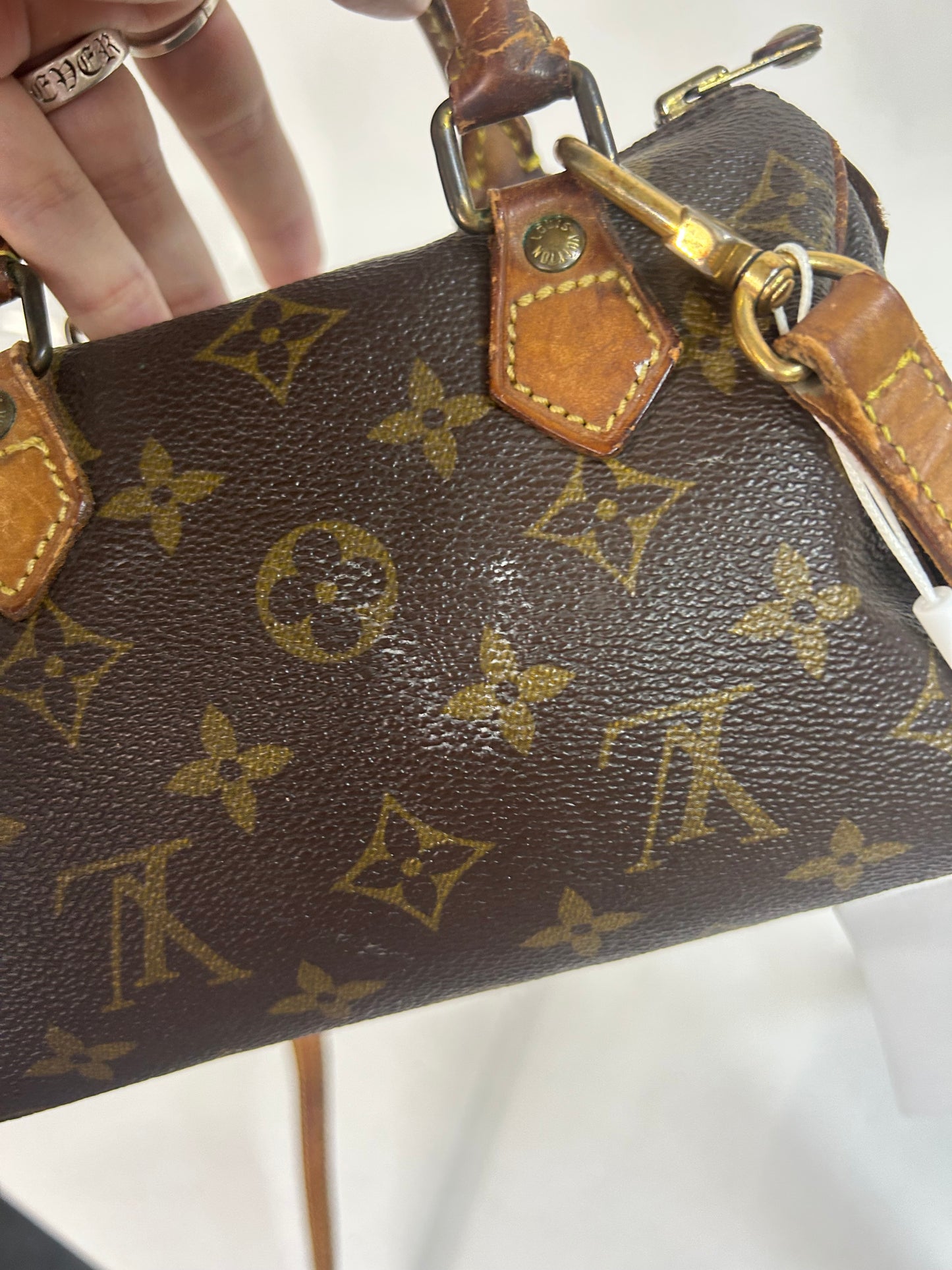 RARE Louis Vuitton Classic Brown Monogram Speedy 20 w/ Crossbody Strap