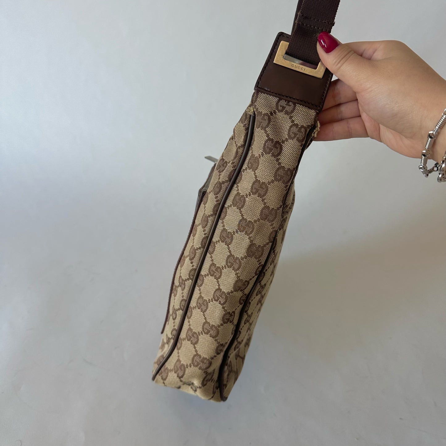 Gucci Brown Monogram Canvas Vertical Shoulder Tote Bag