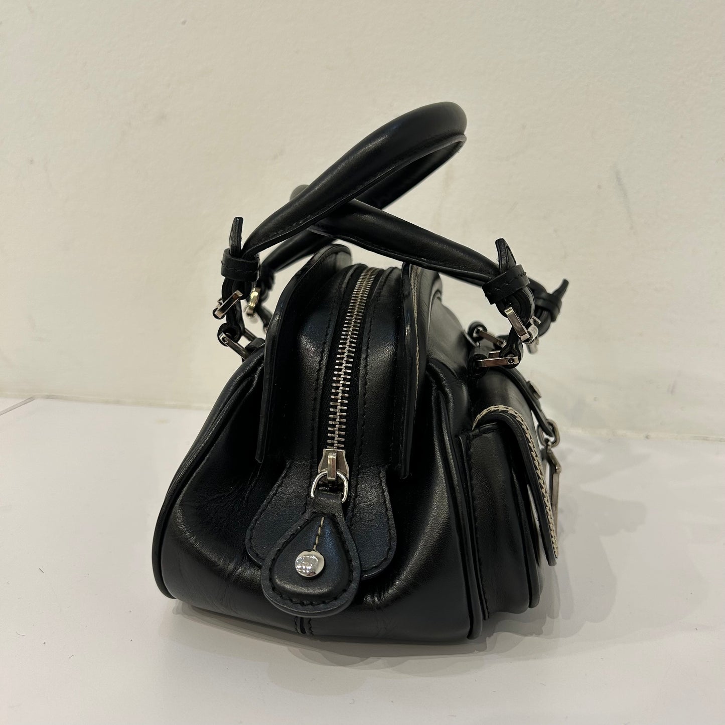 Christian Dior Black Leather Mini Detective Bag