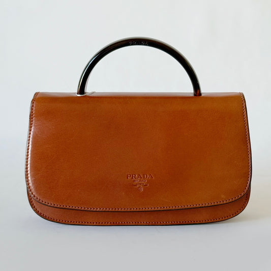 Prada Brown Leather Top Handle Bag