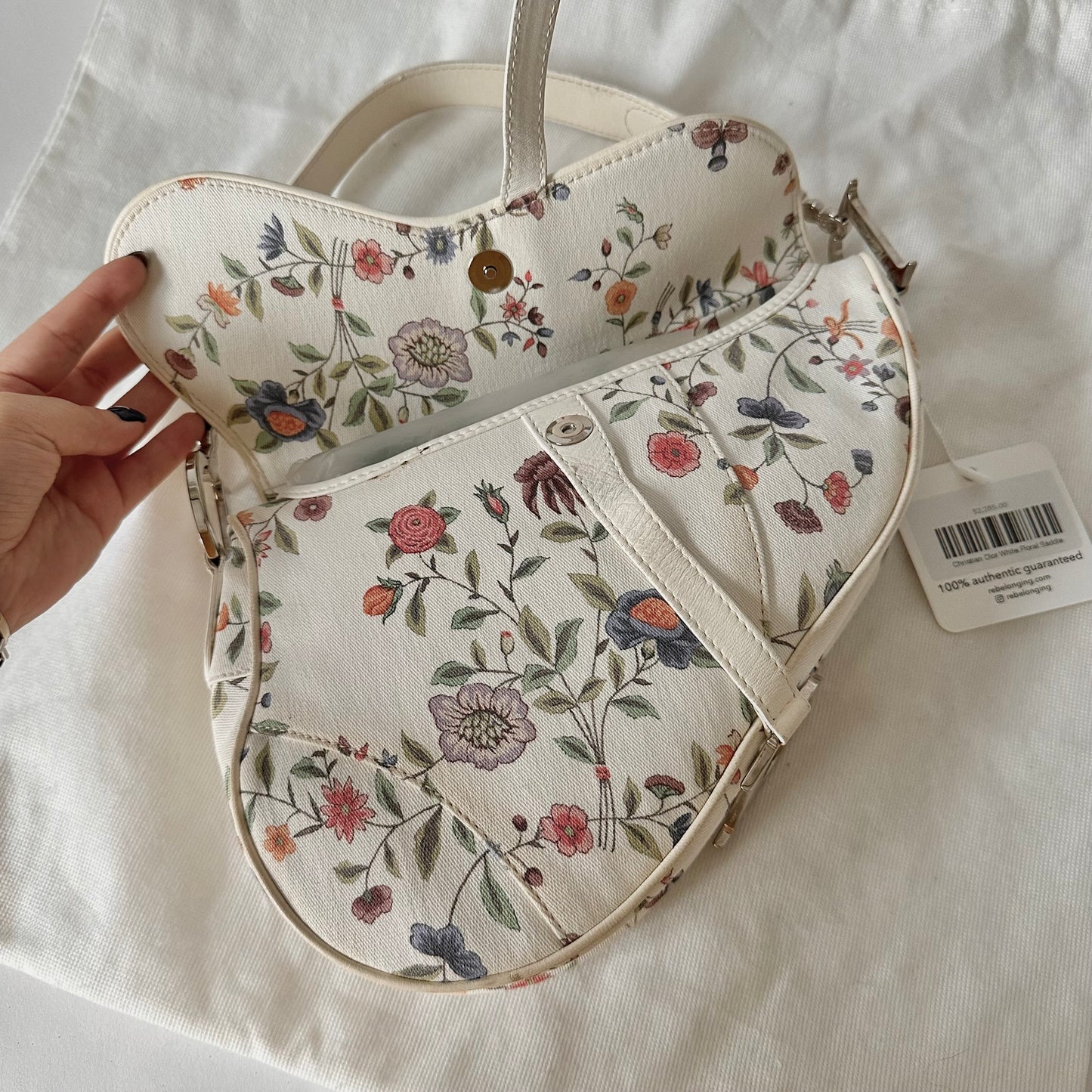 RARE Christian Dior White Floral Saddle Limited Edition