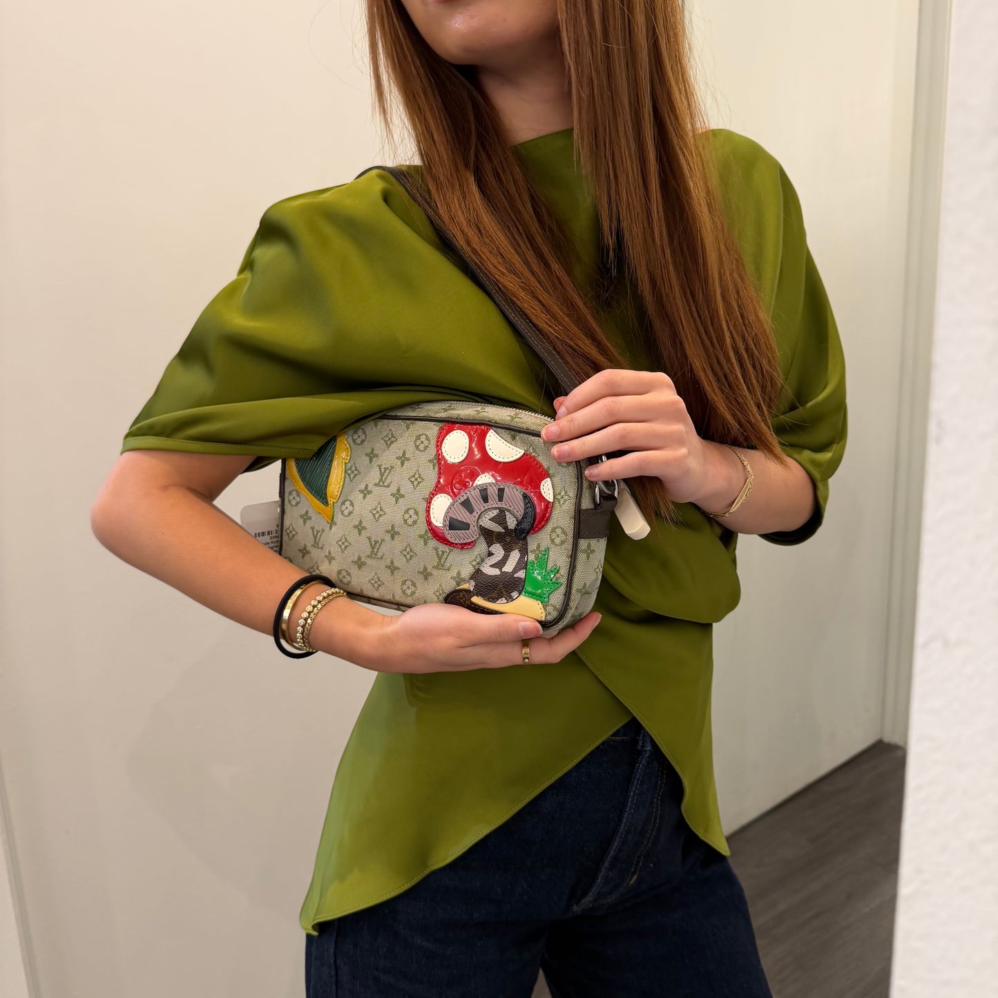 Louis Vuitton Green Denim Monogram Conte De Fees Minilin Mushroom Pochette