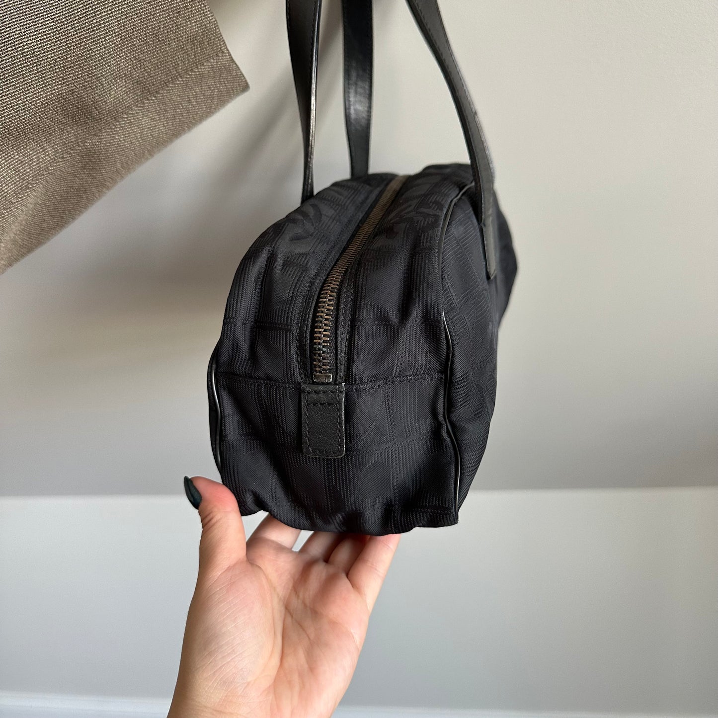 Chanel Black Nylon Travel East West Line Tote