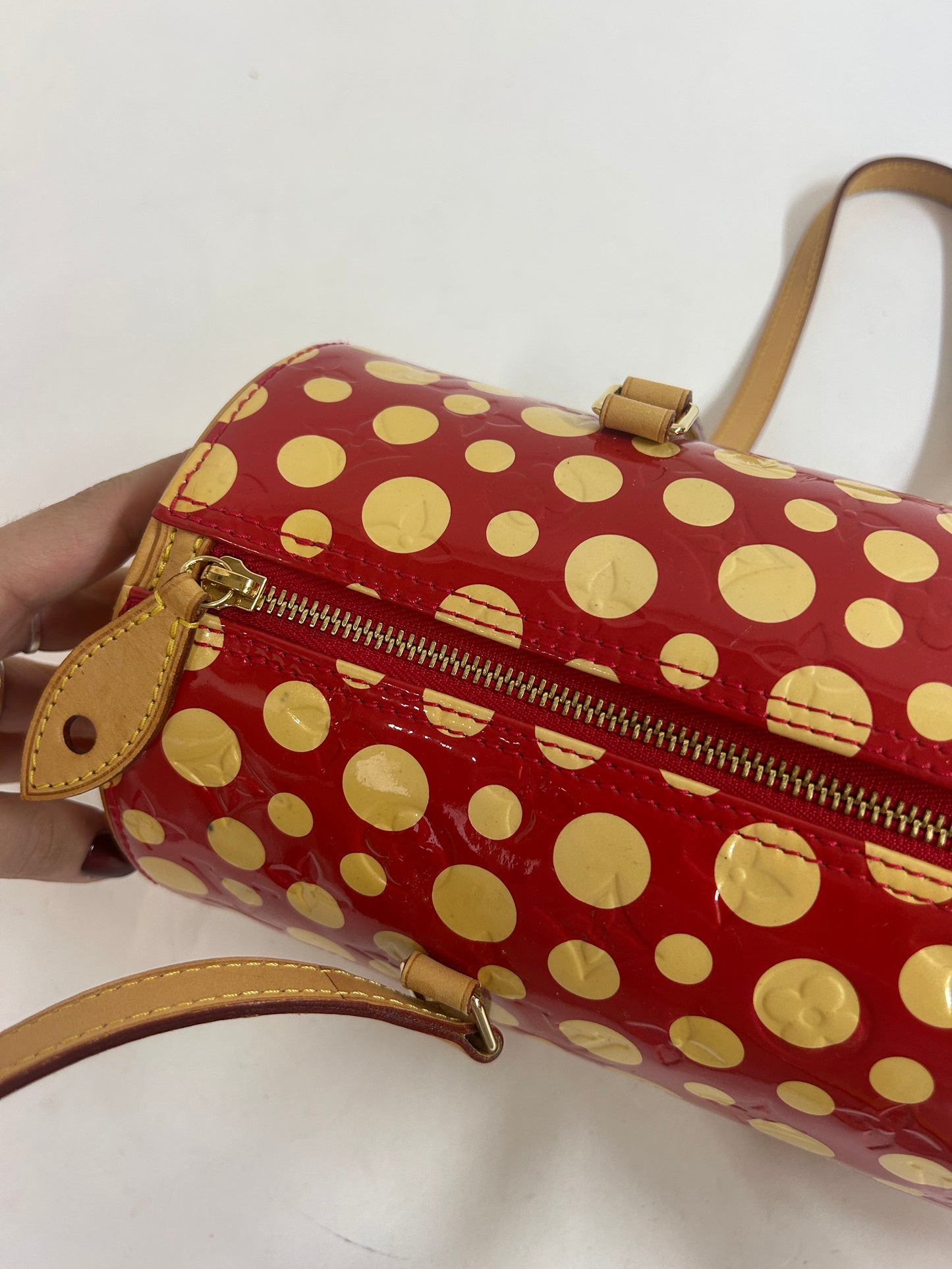 Louis Vuitton x Yayoi Kusuma Red & Yellow Patent Leather Papillon