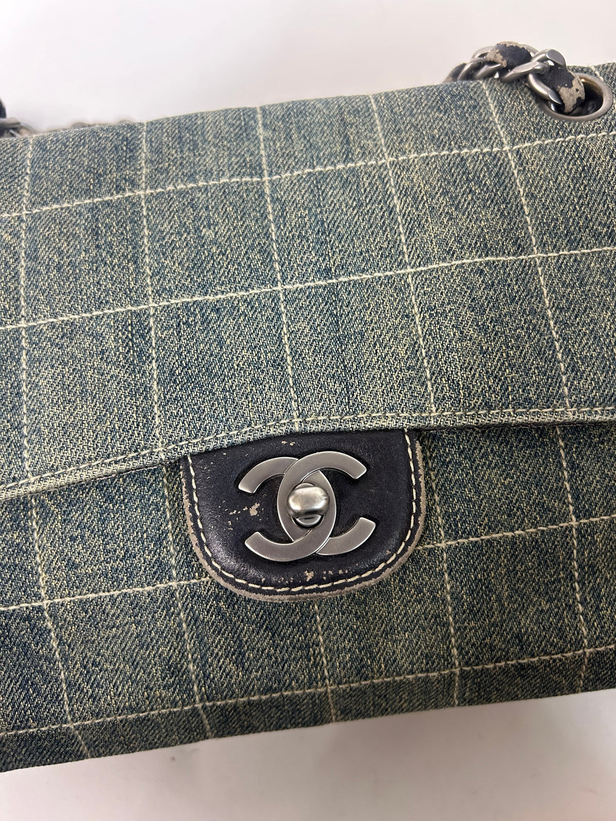 Chanel Denim Chocolate Bar Quilted Flap Shoulder Bag