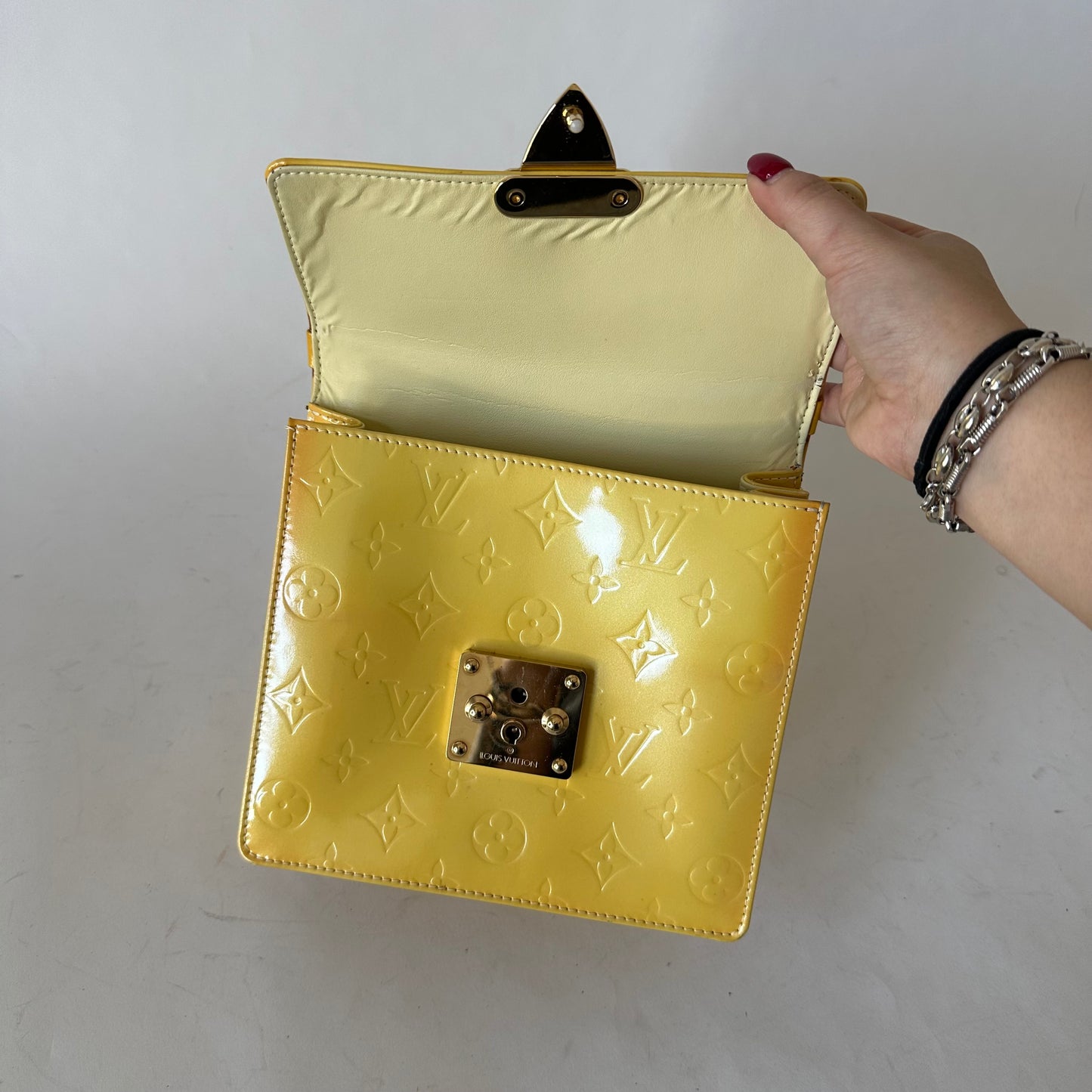 Louis Vuitton Yellow Vernis Spring Street Top Handle Bag