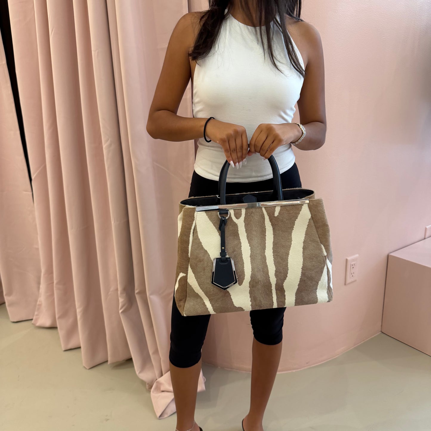 Fendi Brown Ponyhair Large 2Jours Tote Bag
