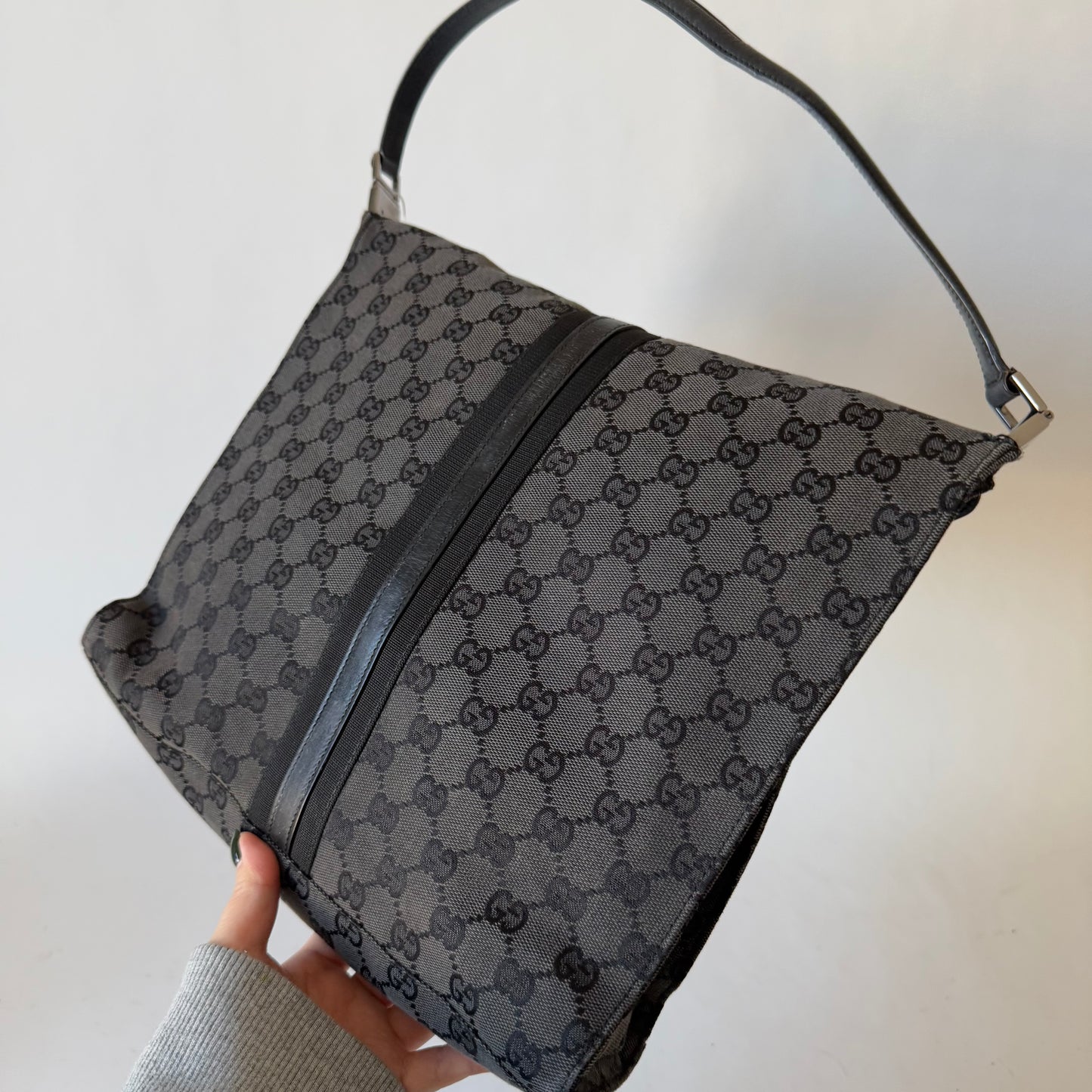 Gucci Black Jackie Monogram Bardot Shoulder Bag