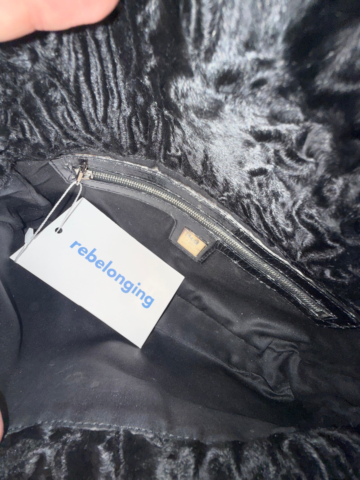 Fendi Black Astrakhan Ponyhair & Leather Baguette Shoulder Bag SHW