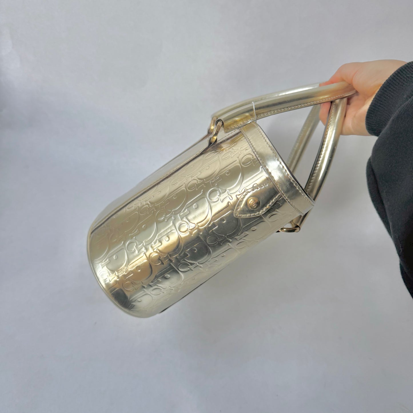 Christian Dior Gold Oblique Monogram Metallic Patent Leather Ultimate Tote