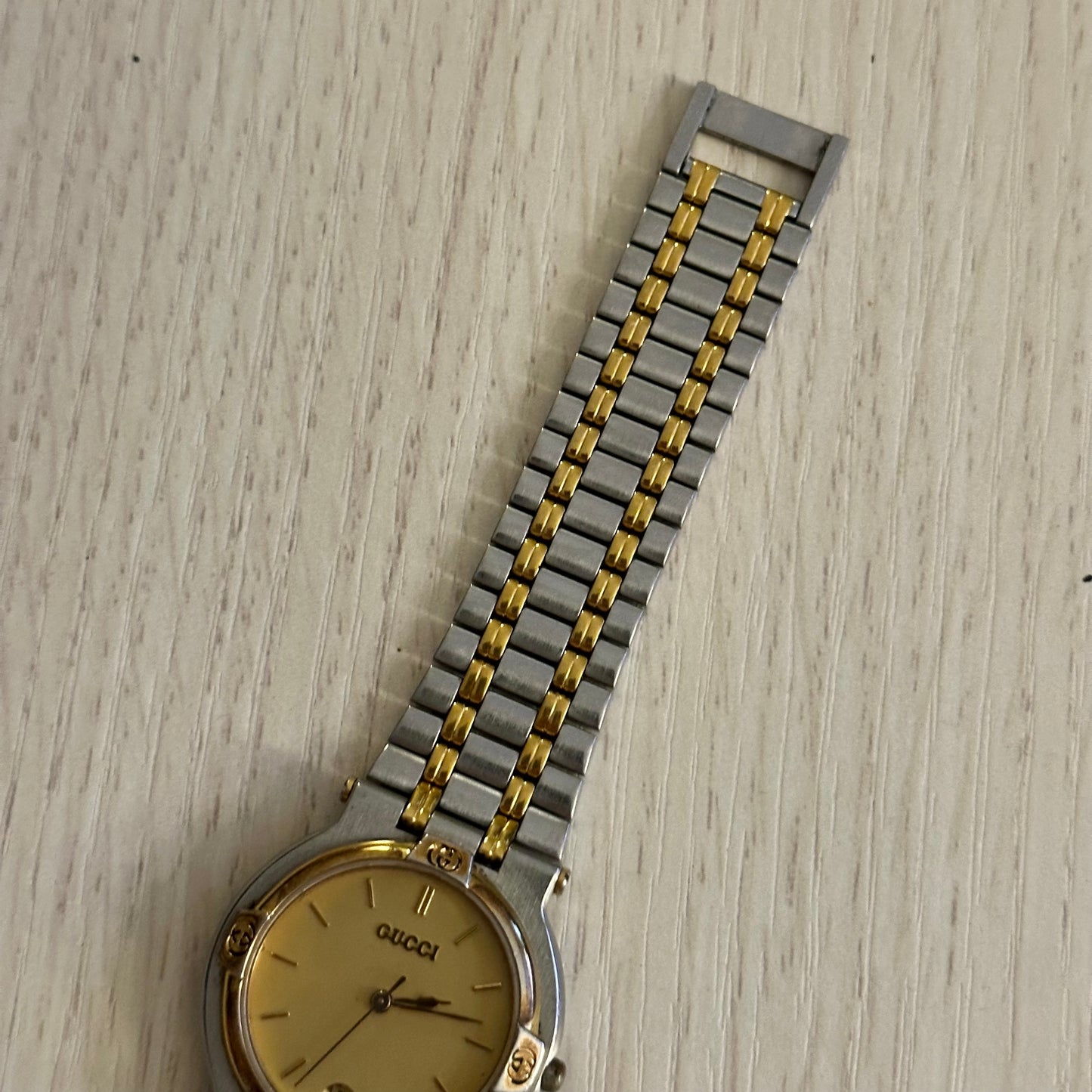 Gucci 32mm Two-Tone Gold Dial Date Watch