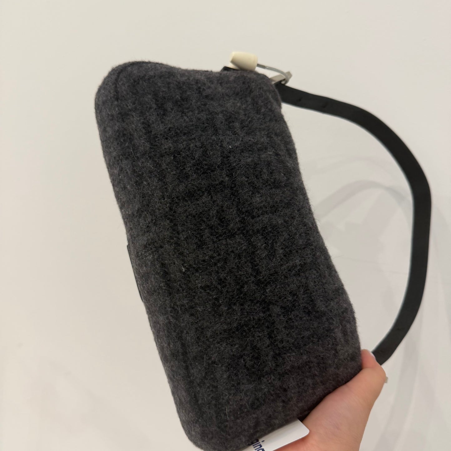 Fendi Gray Wool Zucca Fendi Baguette Shoulder Bag