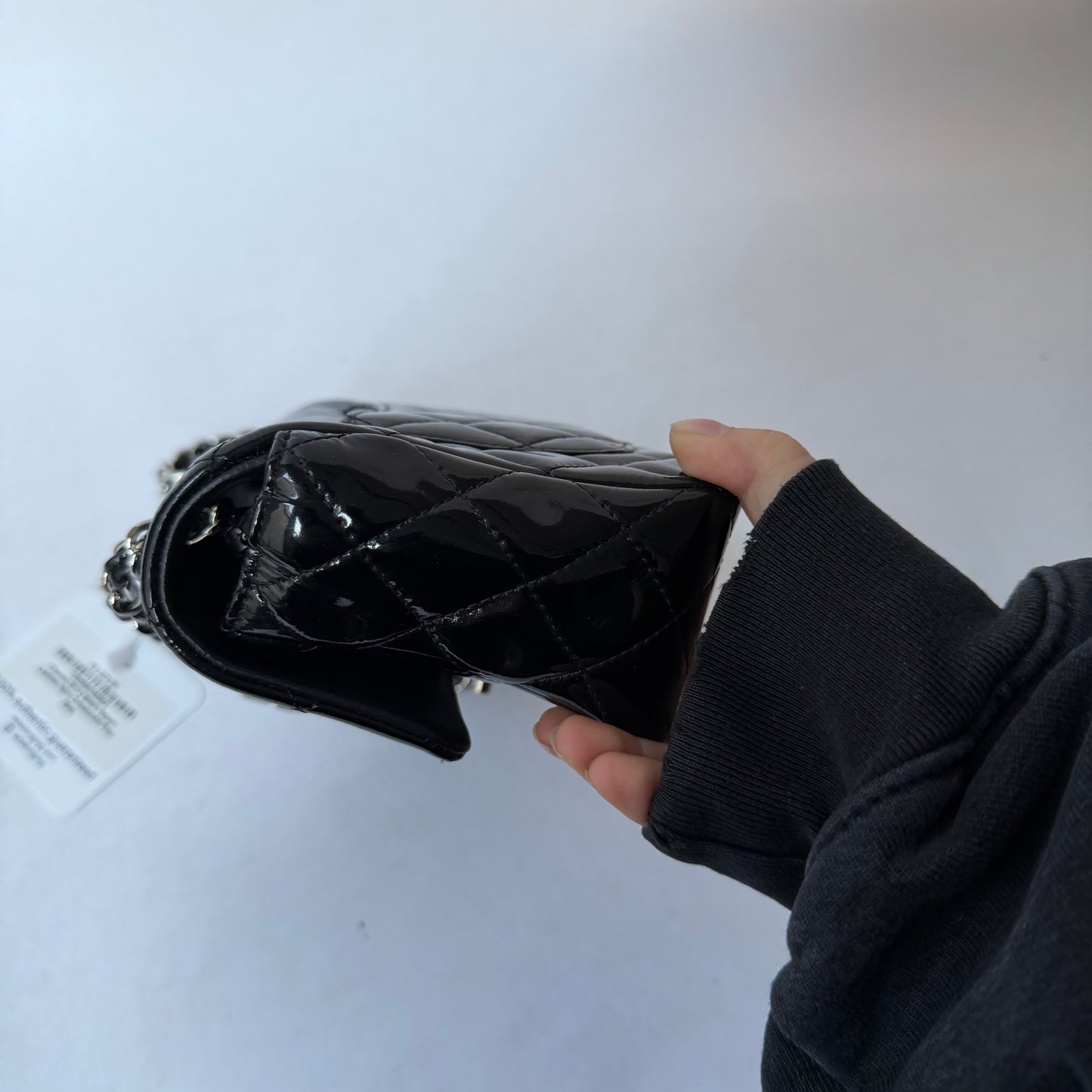 Chanel 2014 Black Patent Leather Mini Crossbody Flap Bag