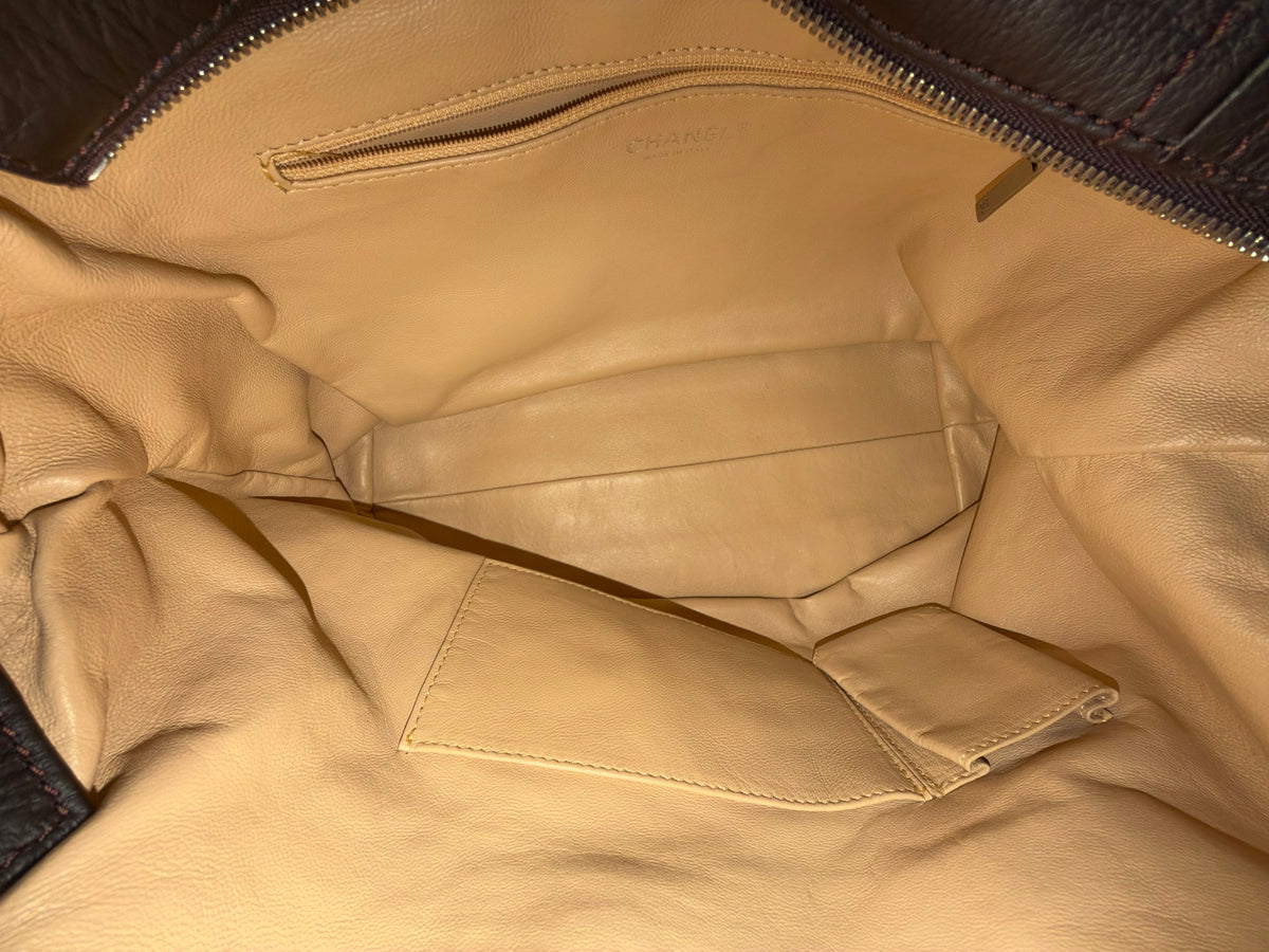 Chanel Brown Lambskin Leather Luxe Ligne Chain Tote bag