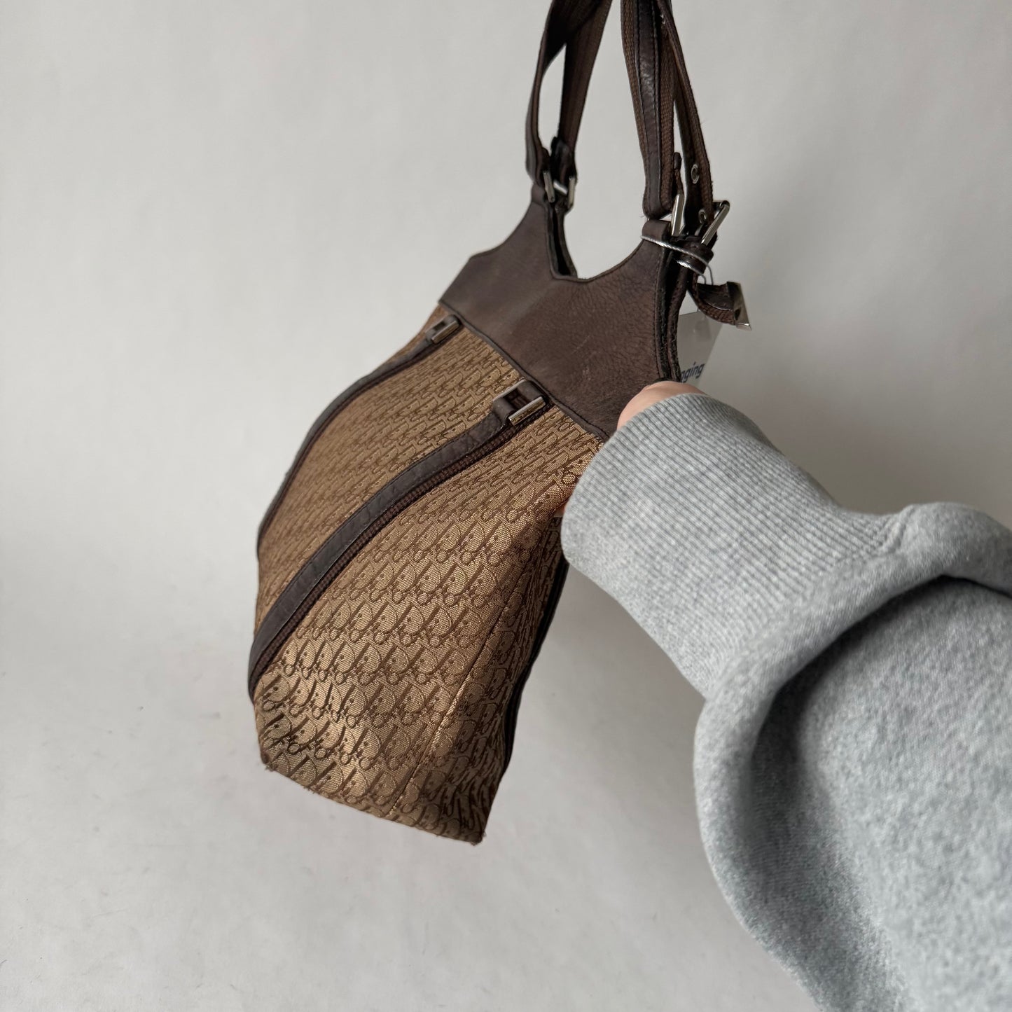 Christian Dior Brown Oblique Monogram Shoulder Tote