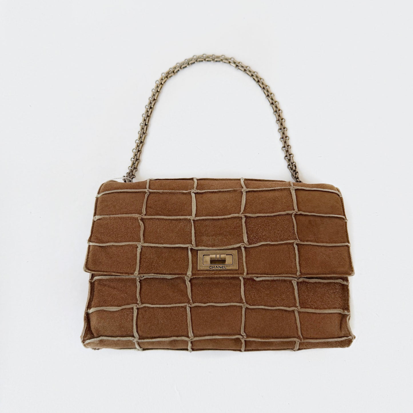 Chanel Brown 2.55 Suede Chocolate Bar Flap