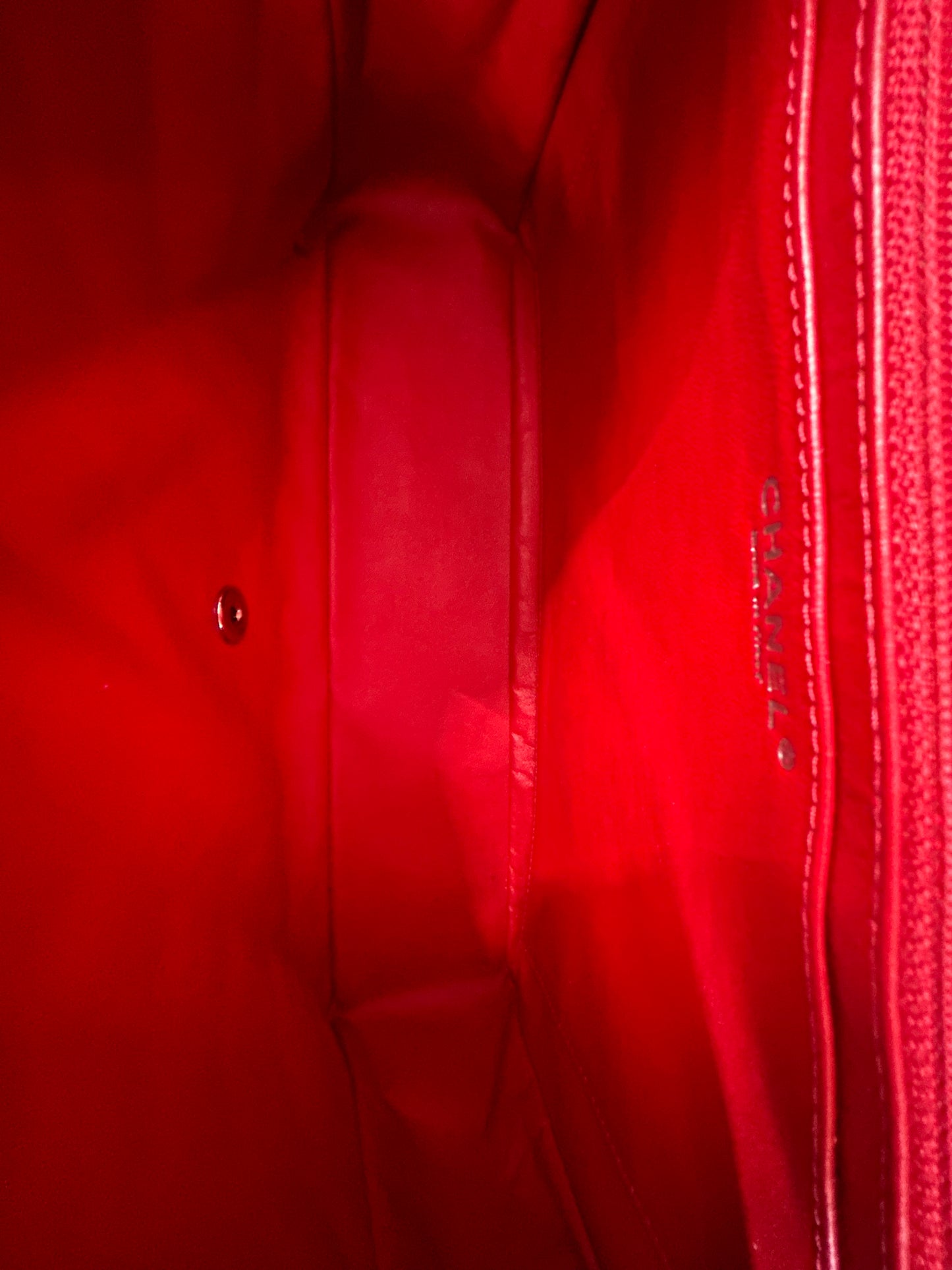 Chanel Red Patent Leather Maxi Flap Bag