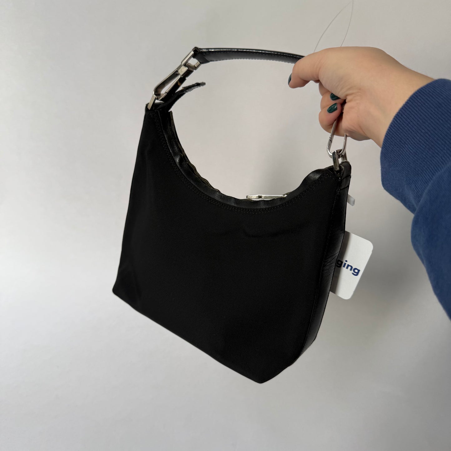 Gucci Black Canvas Clip Handle Small Shoulder Bag