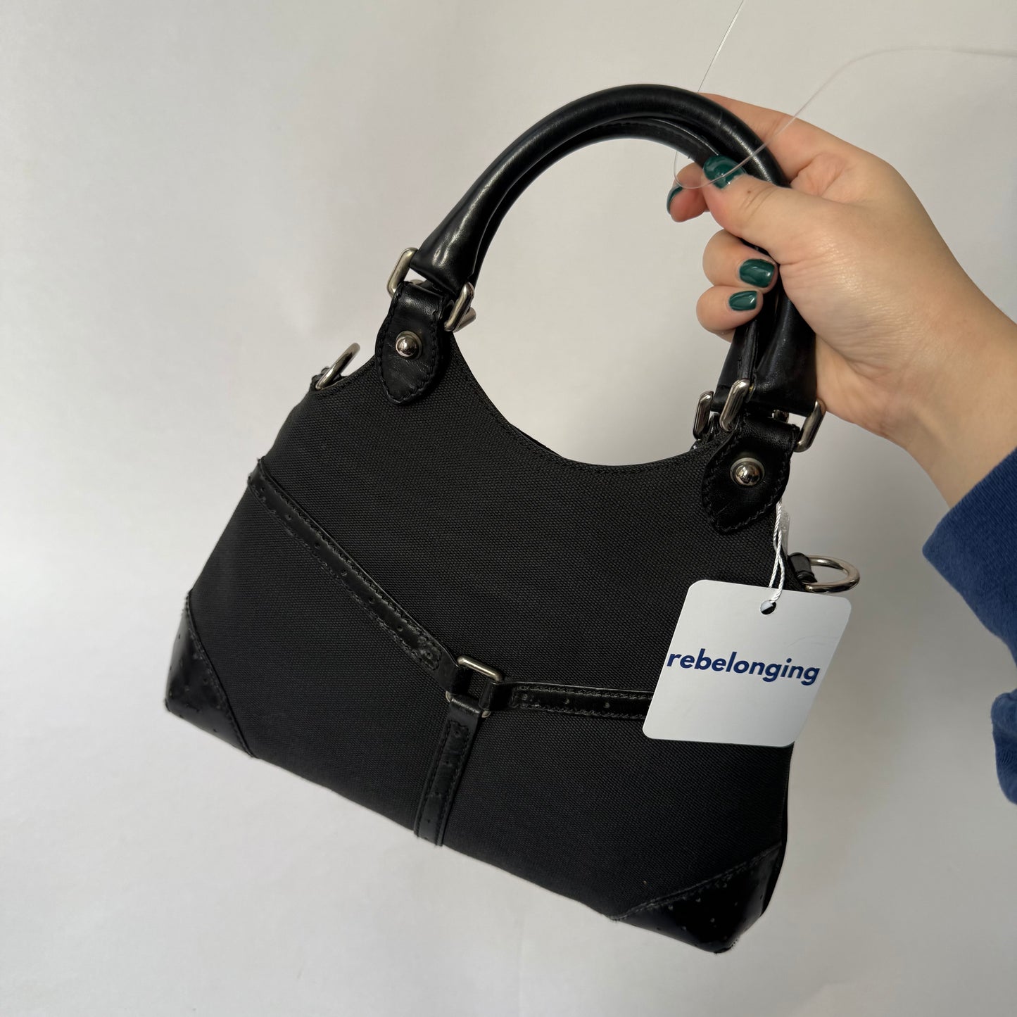 Gucci Black Canvas Interlocking Top Handle Tote Bag