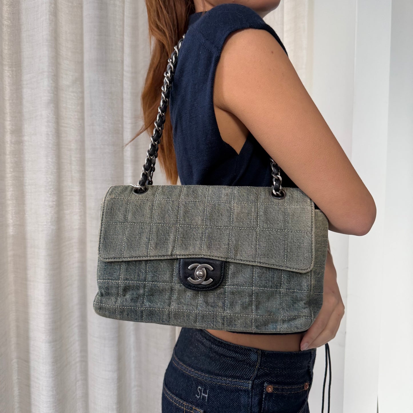 Chanel Denim Chocolate Bar Medium Flap