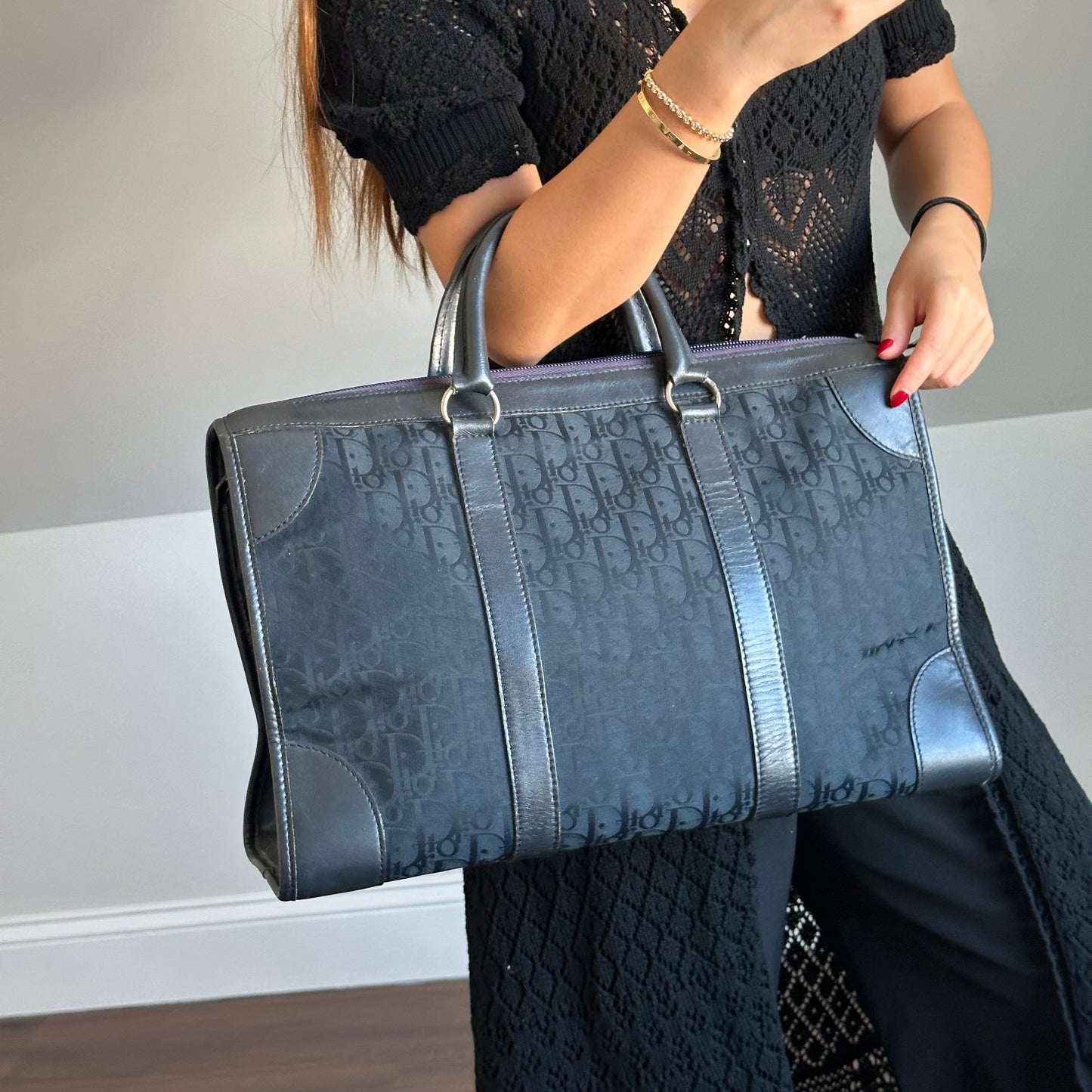 Christian Dior Vintage Trotter Navy Top Handle Bag