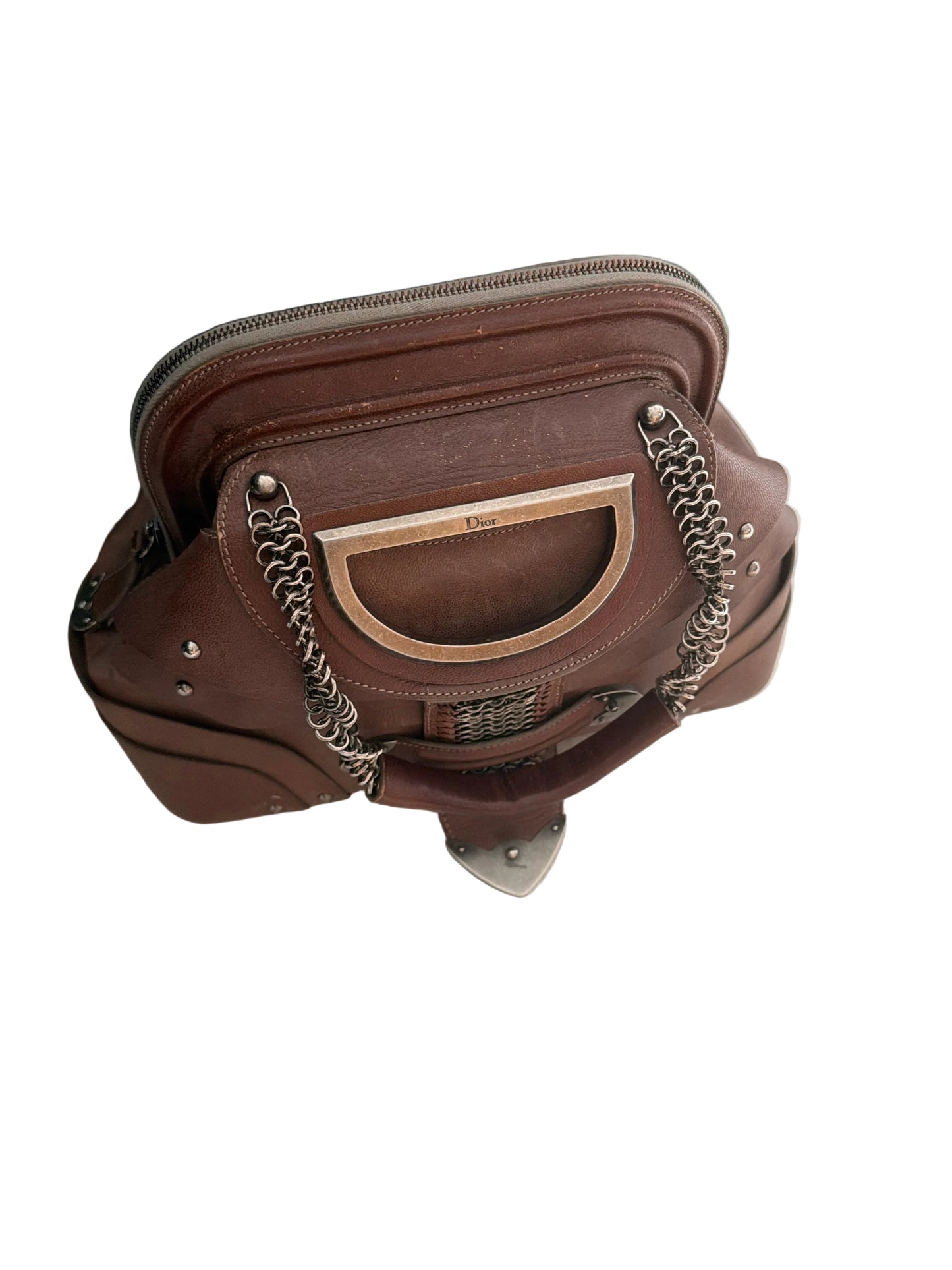 Christian Dior Brown Leather Jeanne Frame Shoulder Bag