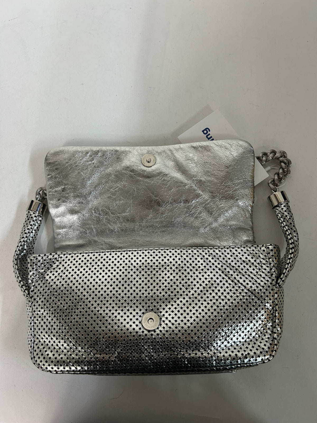 Chanel Silver Rodeo Drive Perforated Leather Shoulder Bag