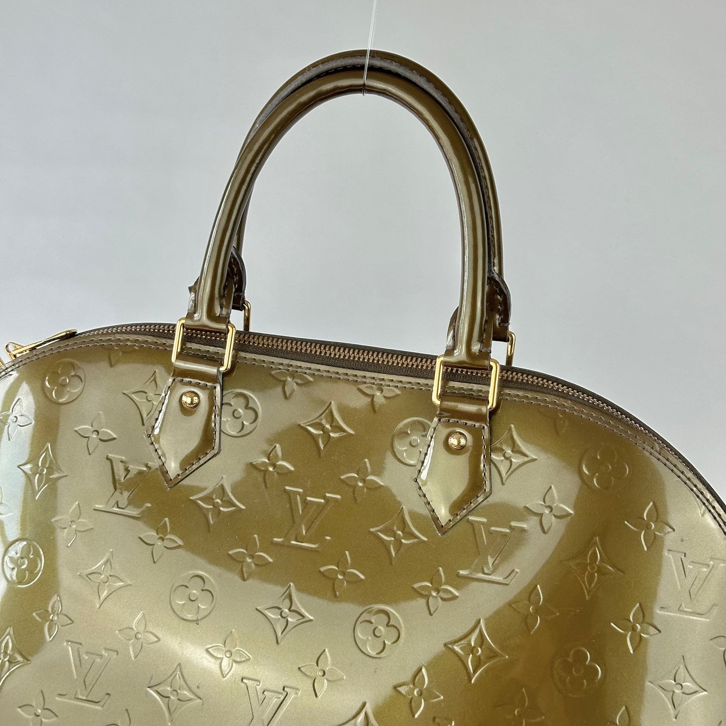 Louis Vuitton Vert Olive Alma GM Vernis Patent Leather Monogram Jumbo Bag