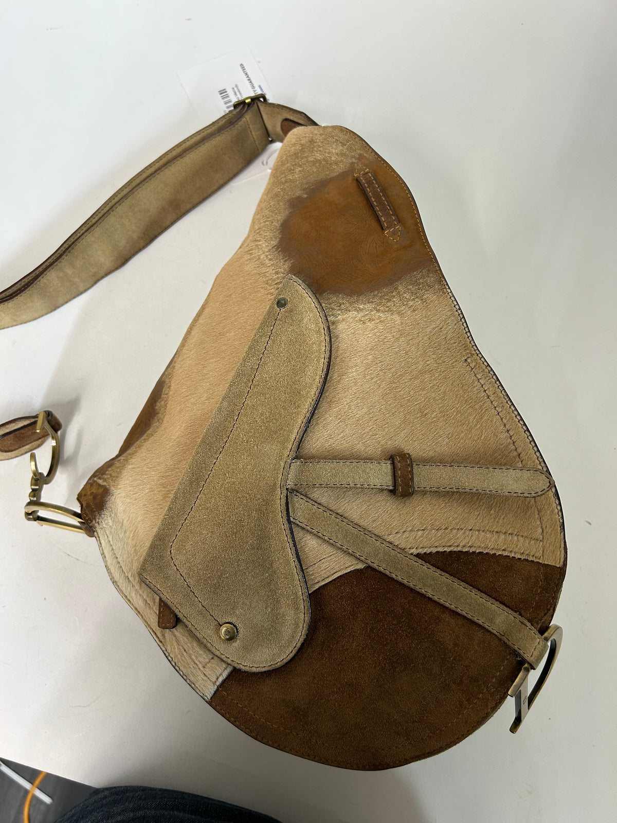 RARE Christian Dior Mixed Media Ponyhair Western Jumbo Crossbody Saddle Bag