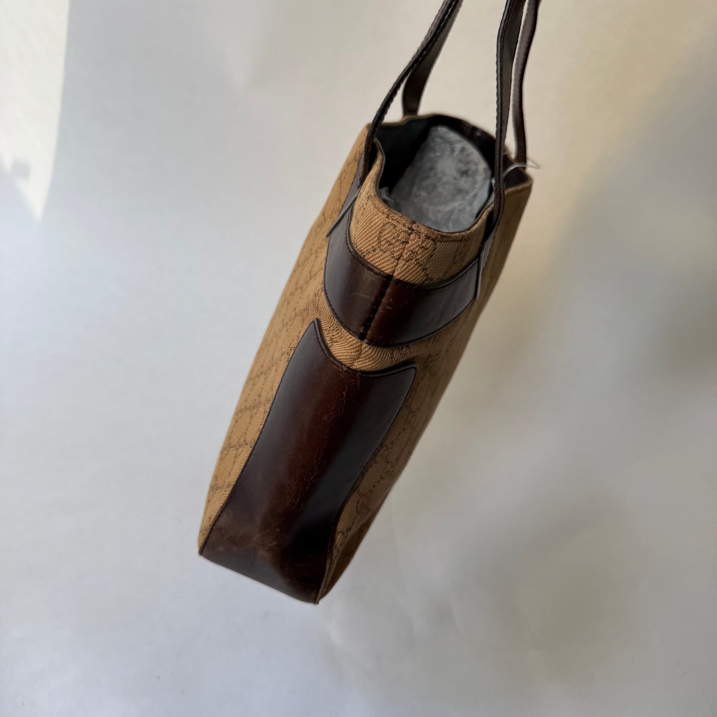 Gucci Brown Canvas & Leather Monogram Tote Bag