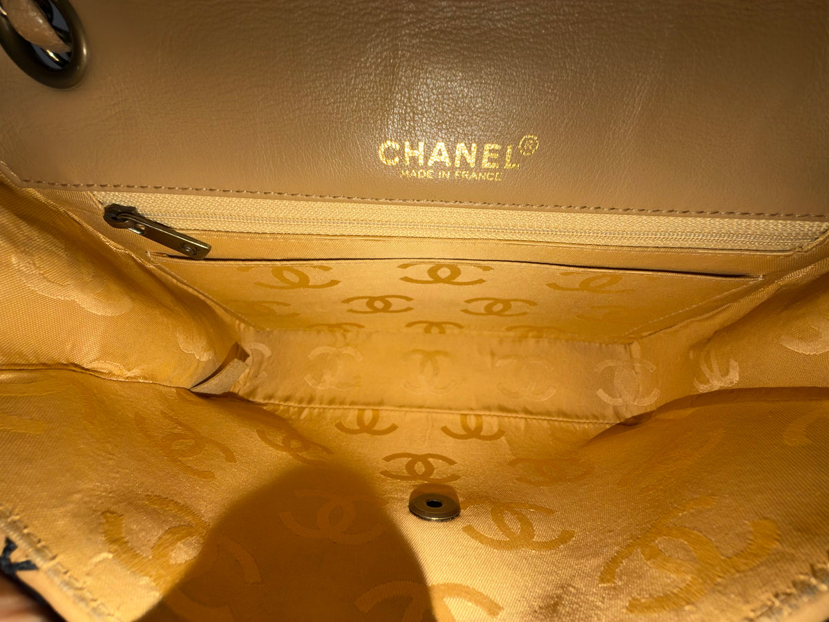 Chanel Beige Tonal Stitch Flap Bag
