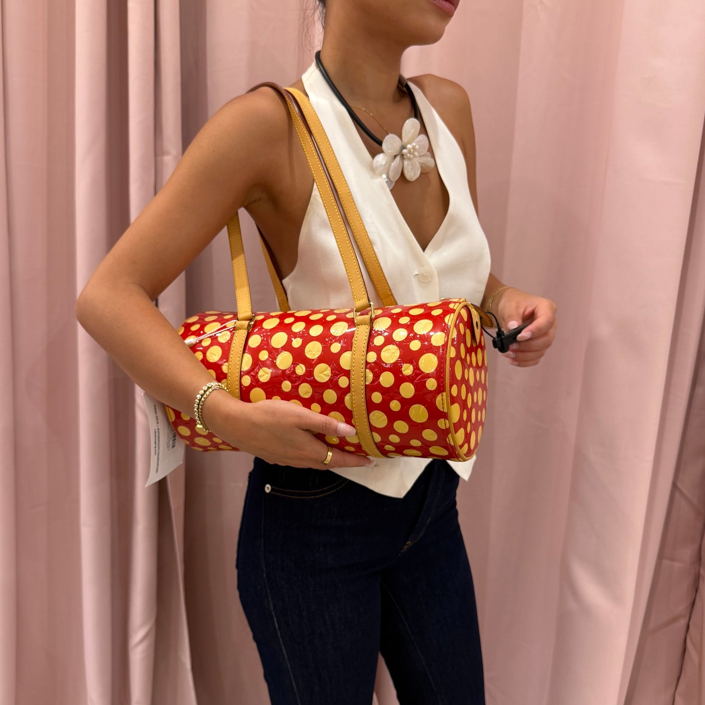 Louis Vuitton x Yayoi Kusuma Red & Yellow Patent Leather Papillon