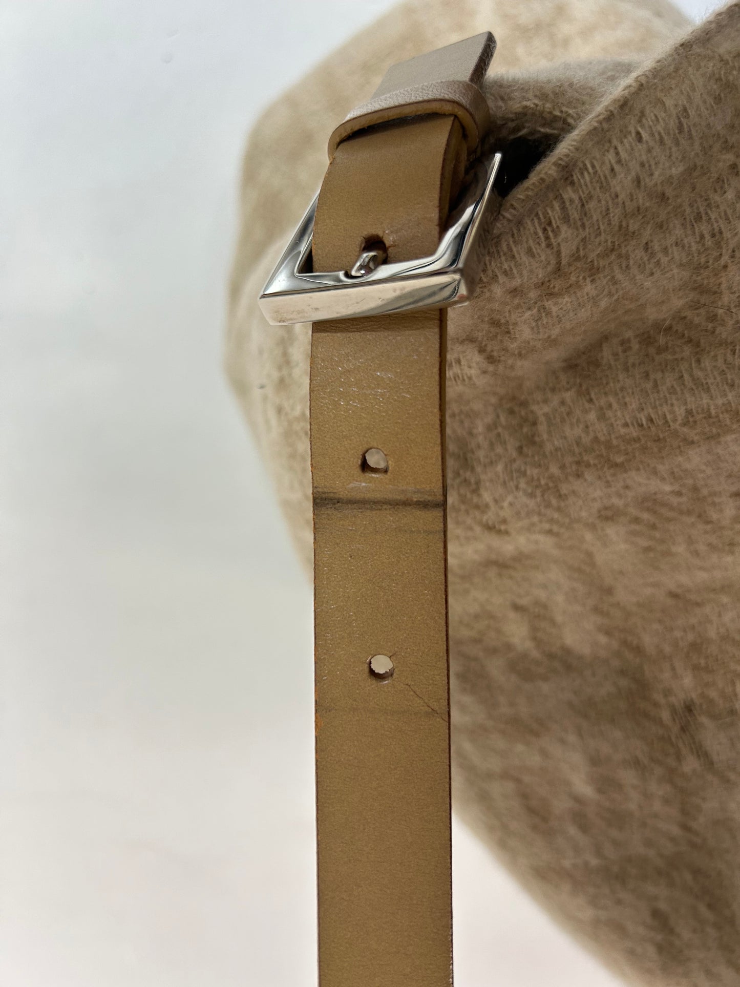 Fendi Beige Wool Zucca Monogram Mama Baguette Shoulder Bag