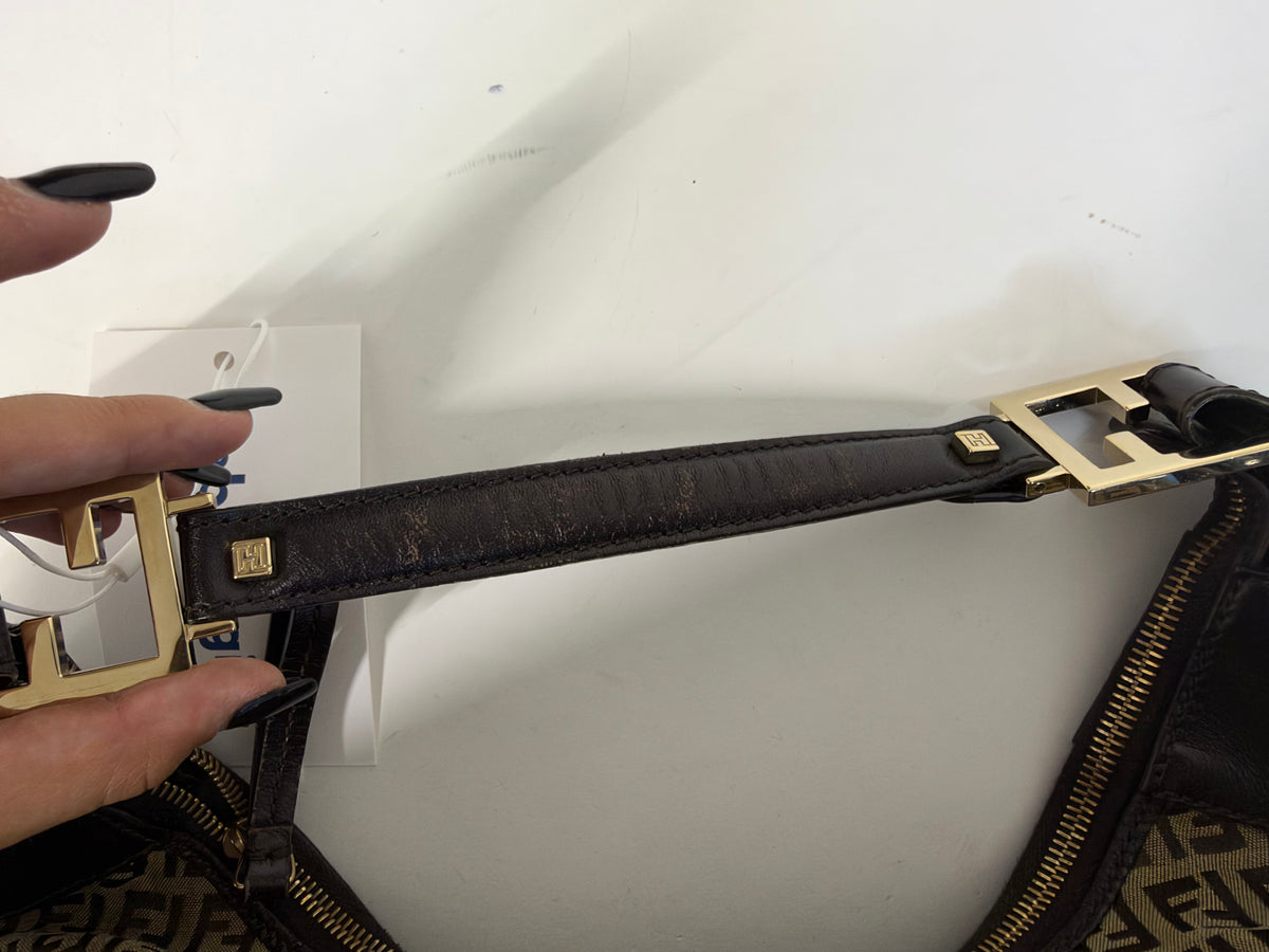 Fendi Canvas & Leather Zucca Monogram Tote Bag