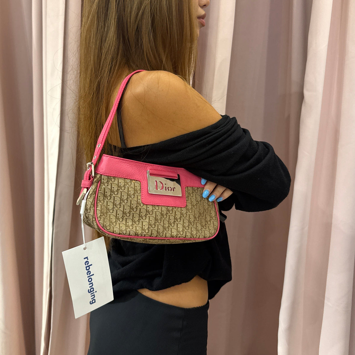 Christian Dior Pink Oblique Trotter Monogram Pochette Shoulder Bag