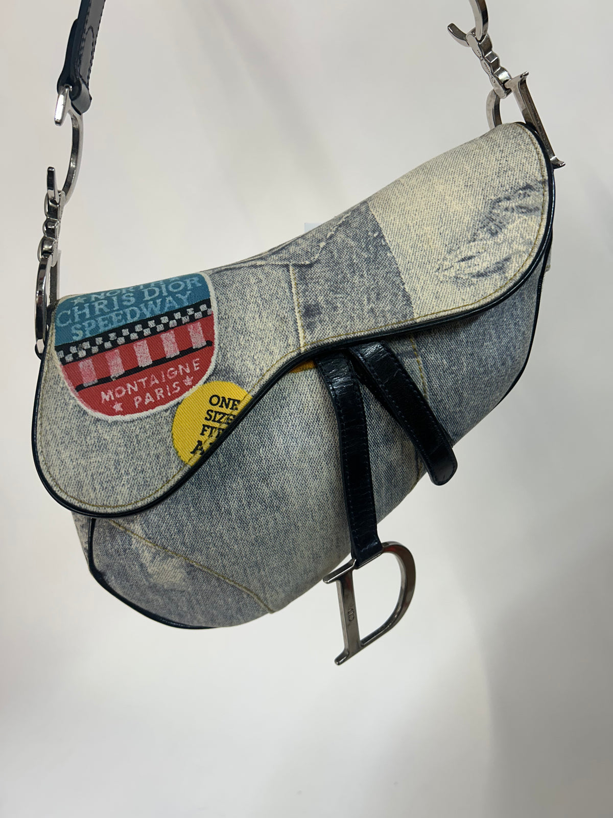 Christian Dior Denim Speedway Saddle Shoulder Bag