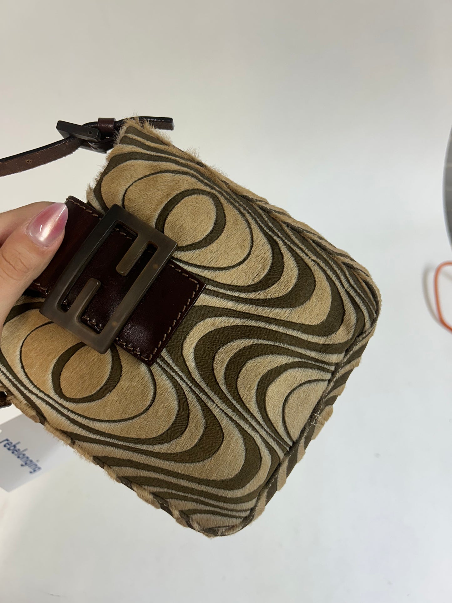 Fendi Brown Ponyhair Pyschedelic Wave Shoulder Bag