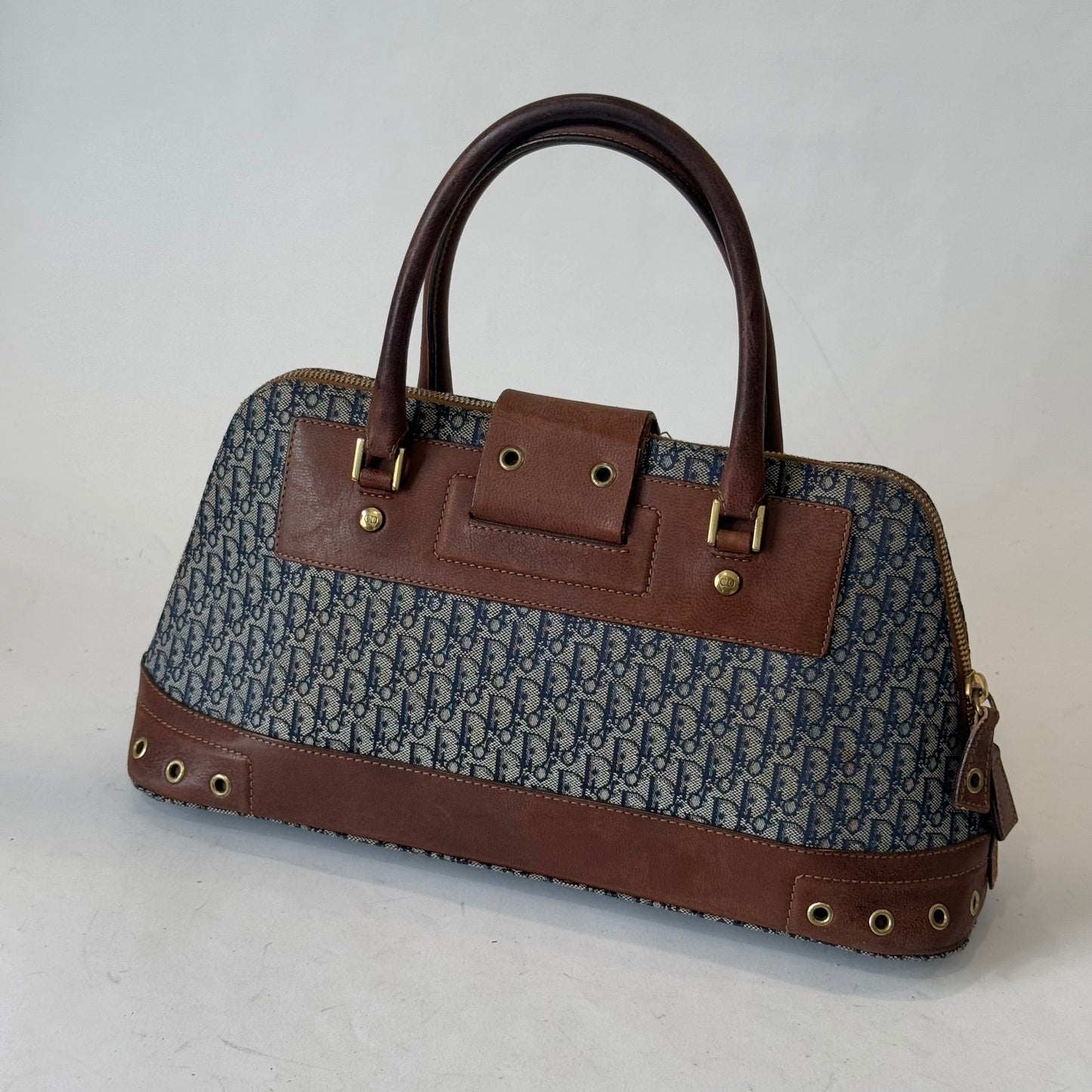 Christian Dior Navy Monogram Oblique Street Chic Boston Bag