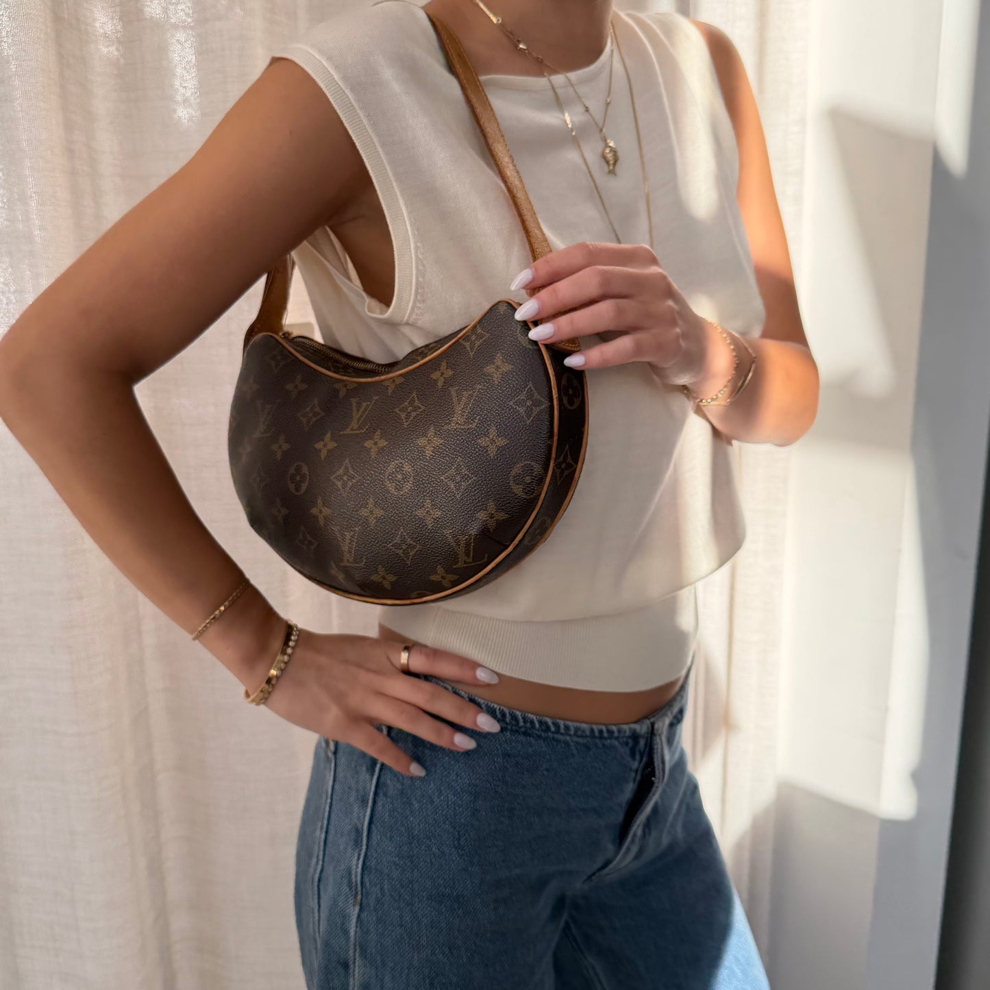 Louis Vuitton Brown Canvas Monogram Croissant PM Shoulder Bag