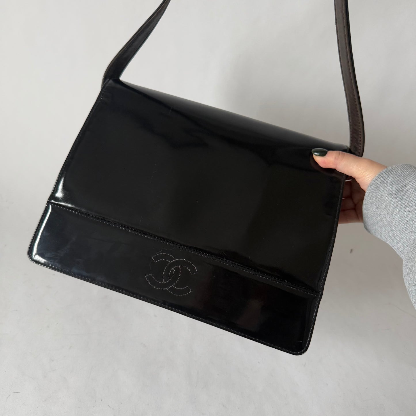 Chanel Black Patent Leather Shoulder Bag