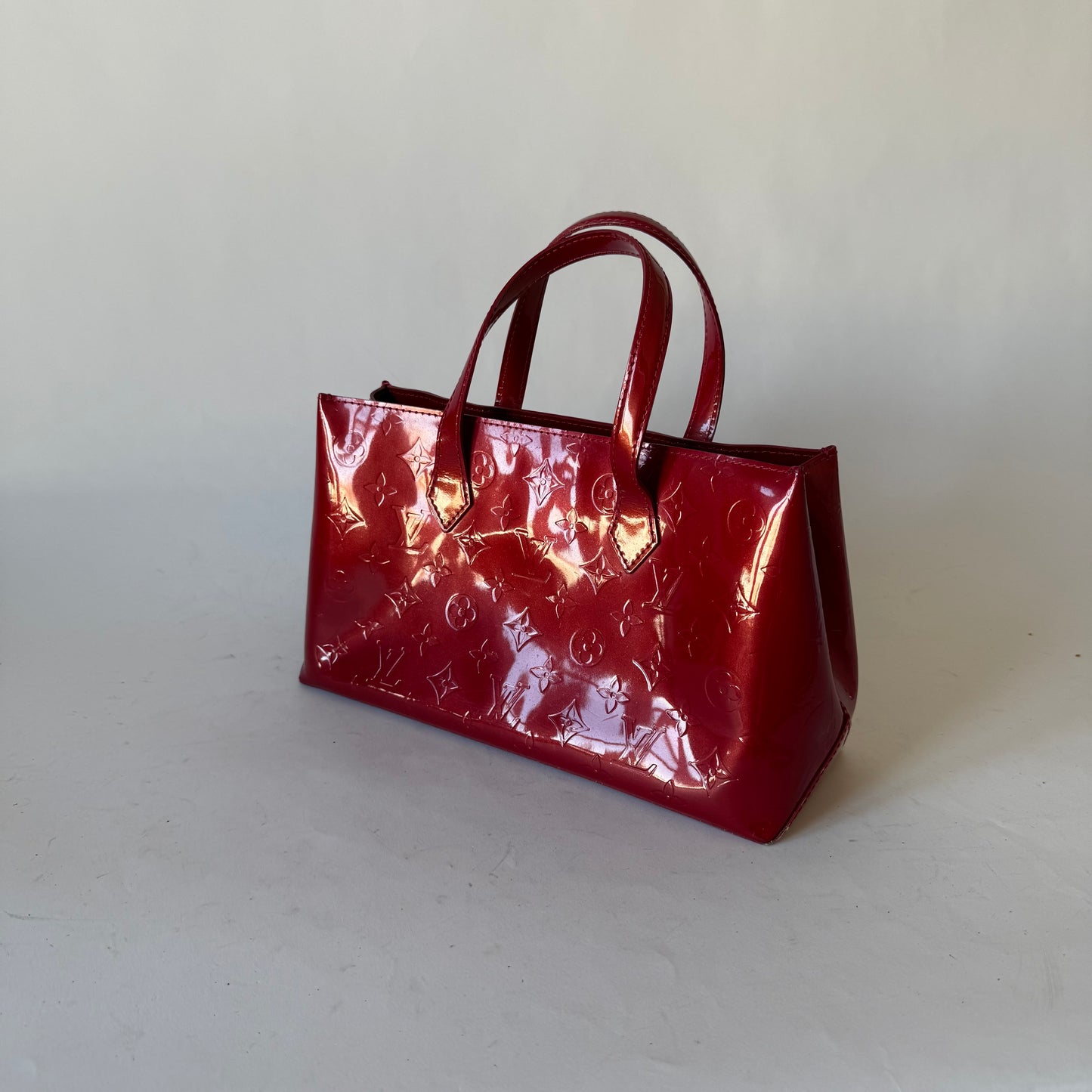 Louis Vuitton Red Vernis Patent Leather Monogram Wilshire PM Tote Bag