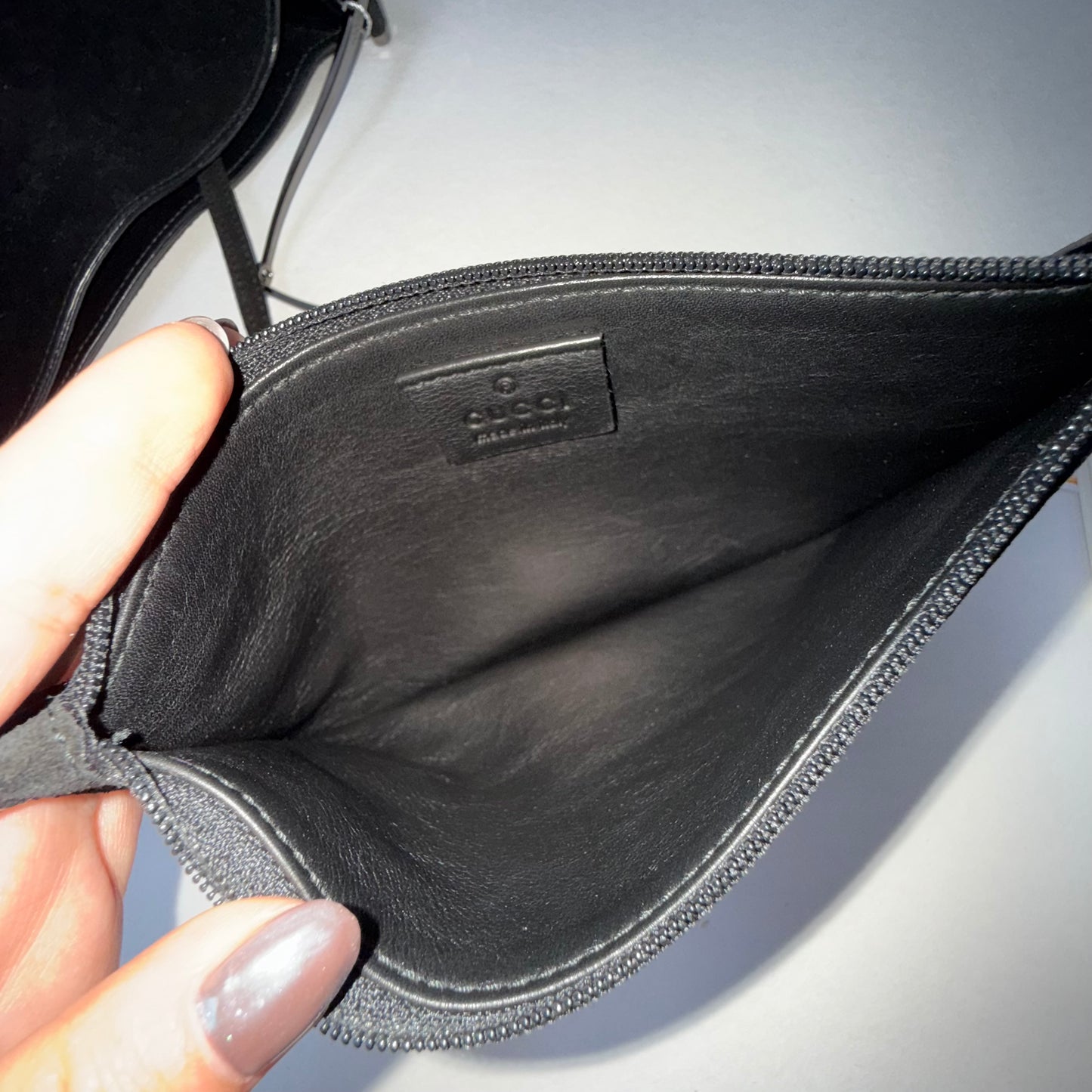Gucci Black Suede Horsebit Shoulder Bag w/ Pouch