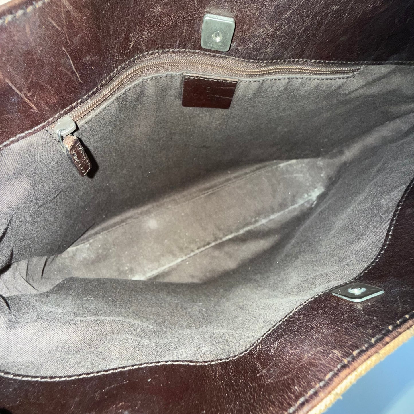 Gucci Brown Canvas & Leather Monogram Tote Bag