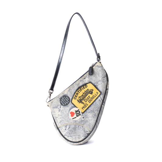 Christian Dior Denim Miss Diorella Print Mini Saddle Bag