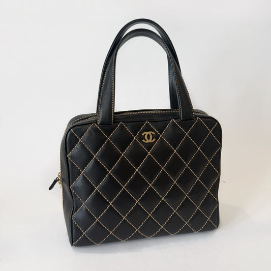 Chanel Black Wild Stitch Surpique Tote Bag