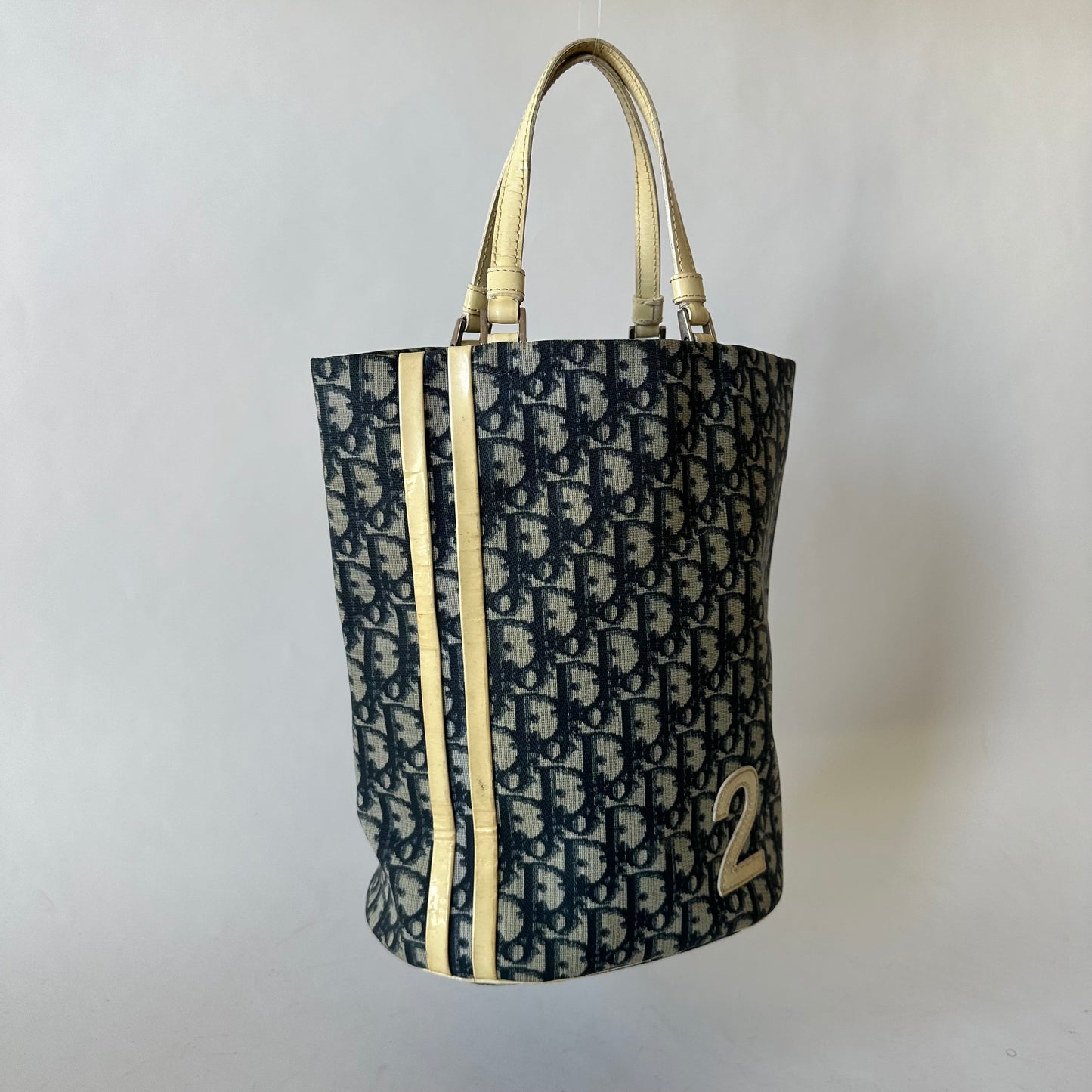 Christian Dior Navy Trotter Coated Canvas Bucket Bag